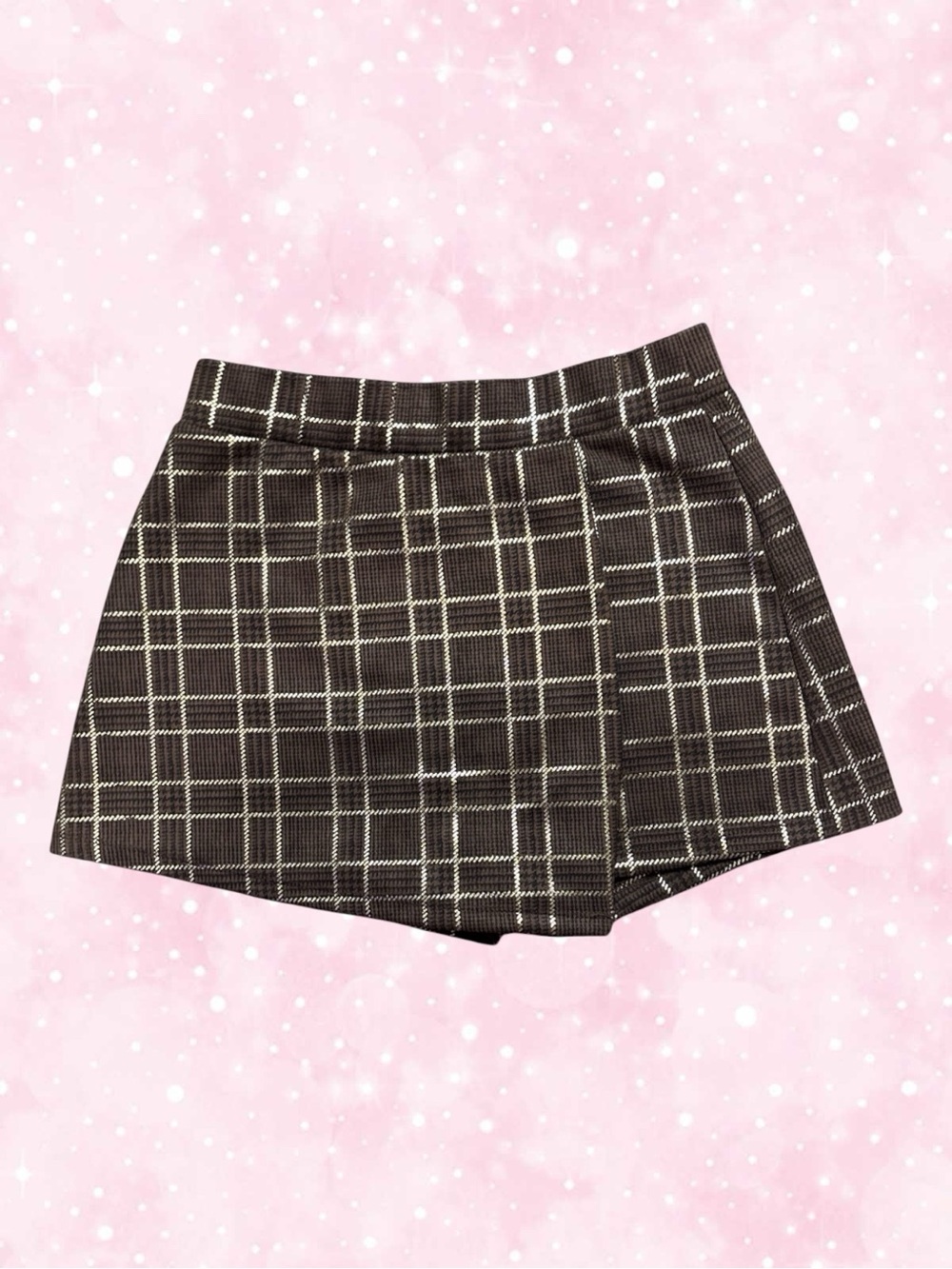 Iris Brown Plaid & Gold Shimmer Mini Skort Small